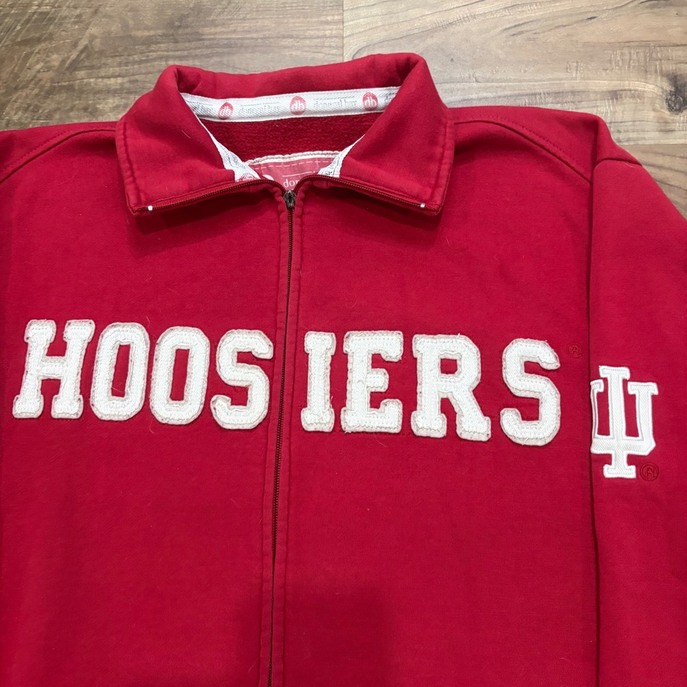 Vintage Y2K IU Jacket Indiana Hoosiers Mens Medium Red Full Zip Fleece - Picture 3 of 7